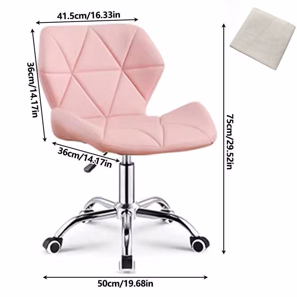 FORGEVIO Pink Synthetic Leather Swivel Task Chair with Chrome Metal Legs – 2