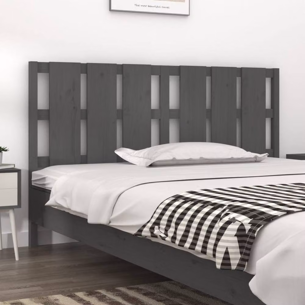 Berkfield Home Grey Rustic Solid Pine Wood Bed Headboard W: 165.5 cm, D: 4 cm, H: 100 cm – 2