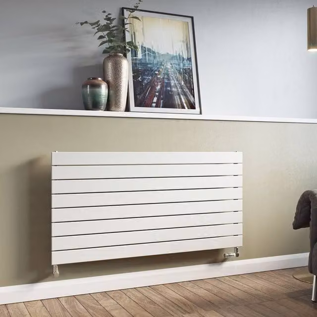 Bathroom Kingdom Mars White Single Flat Panel Horizontal Wall Hung Radiator W: 45 cm, H: 180 cm