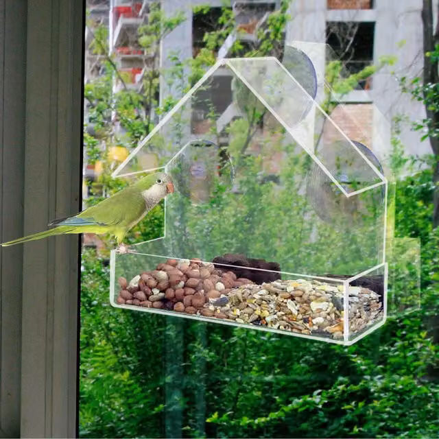 Garden Mile Clear Perspex Window Bird Feeder