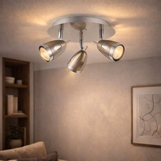 Pagazzi Lottie 3 Light Adjustable Ceiling Spotlight Plate in Silver Metal