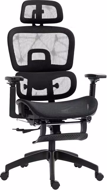 Rolipo Ergonomic Black Mesh Office Chair with Headrest and Adjustable Seat Depth