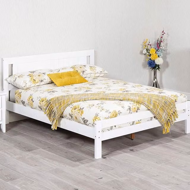 Captains TM Modern White Solid Wood Slatted Bed Frame, W/D/H: 180 x 200 cm