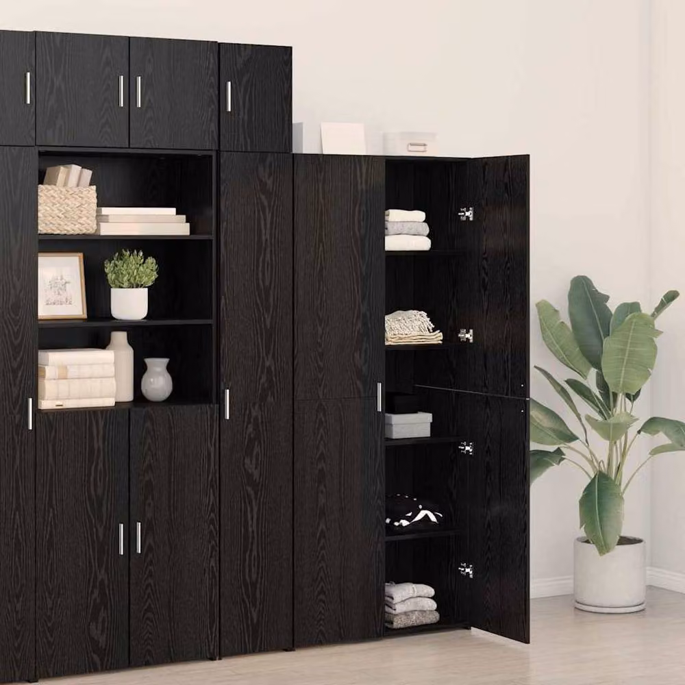 Berkfield Home Black Oak Highboard with Hinged Doors, W: 40 cm, D: 42.5 cm, H: 185 cm – 3