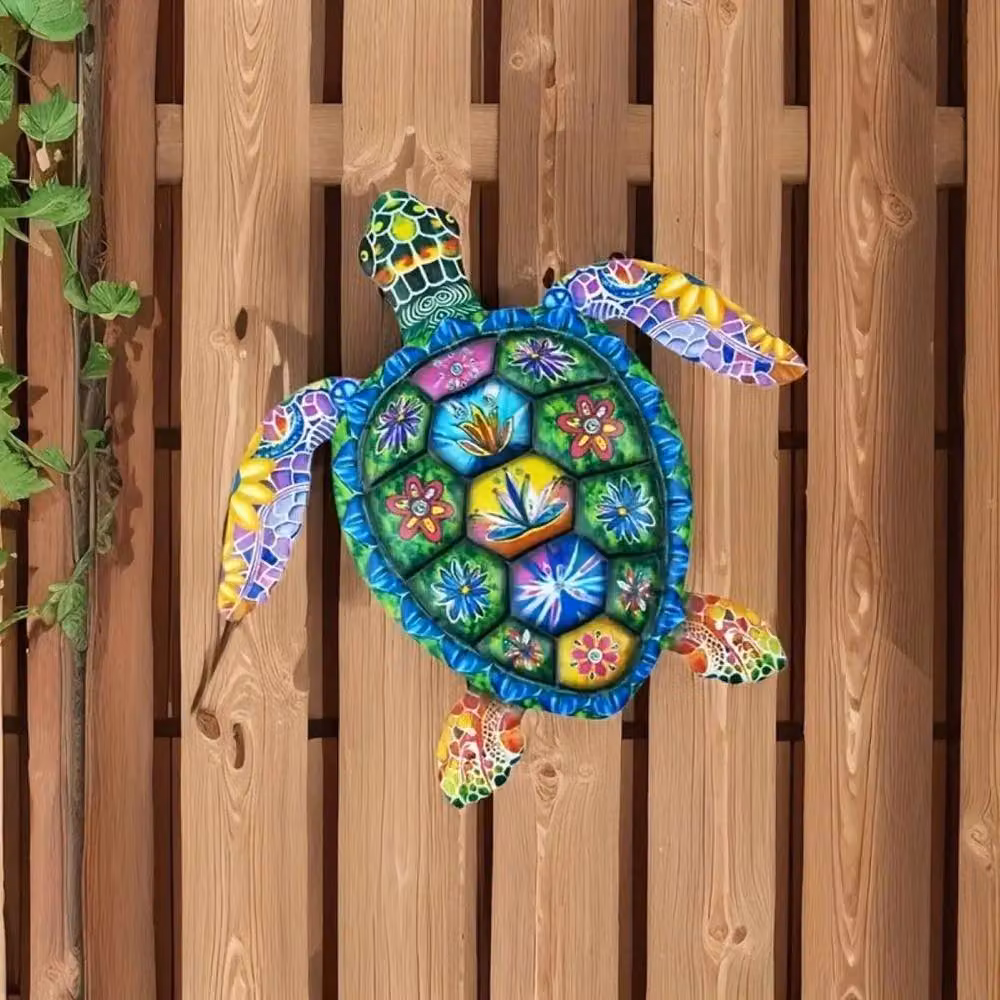 Quipulse Multicolour Ocean-themed Sea Turtle Metal and Ceramic Wall Hanging – 2