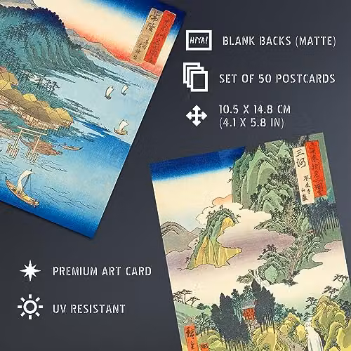 Artery8 Utagawa Hiroshige Japanese Woodblock Art Collage Kit, 50 Multicolour A6 Paper Prints, W: 15 cm, H: 10 cm – 3