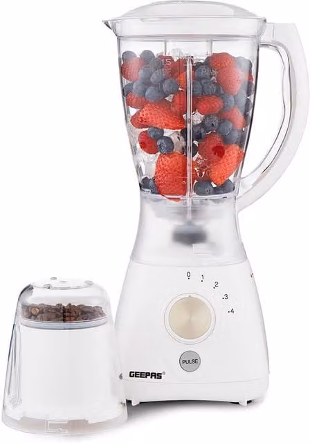 Geepas 550W Jug Blender with Coffee and Spice Mill Attachment in White – 1