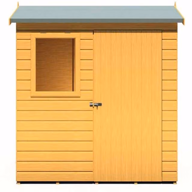 Shires Lewis Reverse Apex Style C Single Door Garden Shed in Brown, W: 182.88 cm, D: 121.92 cm, H: 191.4 cm