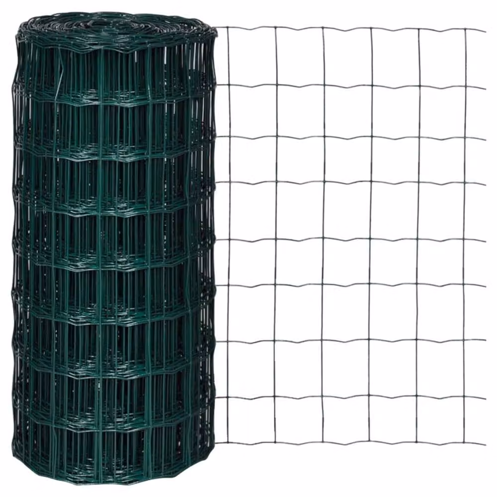 Berkfield Home Beautiful Euro Fence Steel PVC Coated Green W: 10 m, H: 0.8 m – 2