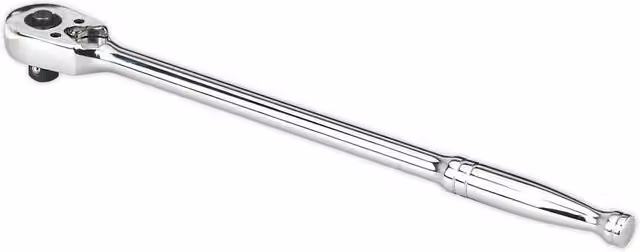 Loops 48-Tooth Pear-Head Long Reach Ratchet Wrench with 1/2 Inch Square Drive and Flip Reverse Function in Silver and Multicolour
