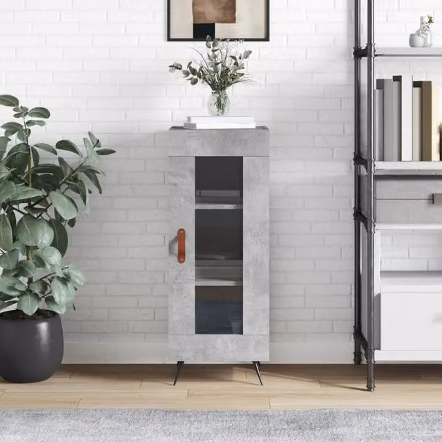Berkfield Home Sideboard in Concrete Grey, W/D/H: 34.5 x 34 x 90 cm – 1