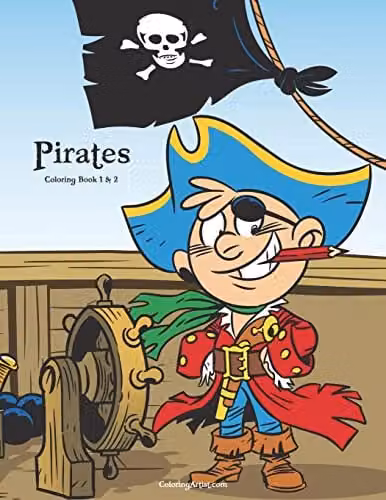 Createspace Pirates Coloring Book 1 & 2 Multicolour Paper Book, H: 27.94 cm, W: 21.59 cm