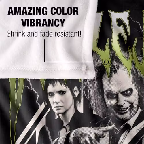 LOGOVISION Beetlejuice 2 Super Soft Fleece Throw Blanket, Multicolour and White, W: 152 cm, D: 127 cm – 3