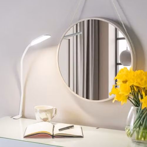 ValueLights White LED Adjustable Dimmable Reading Task Lamp with Clip and USB Power – 2