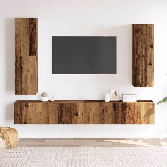 Berkfield Home Classic 4 Piece Wall-Mounted TV Cabinet Set in Brown Engineered Wood