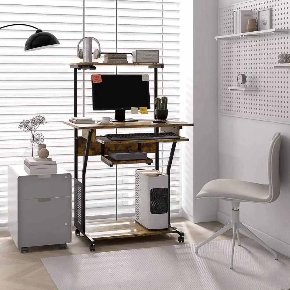 Wyld Haus Nisuke Computer Desk in Brown and Black – 3