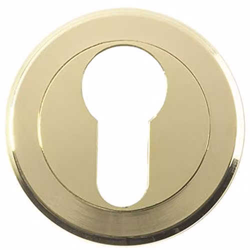 Loops 50mm Euro Profile Round Escutcheon with Bevelled Edge and Concealed Fix in Stainless Brass