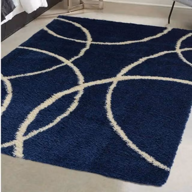 THE RUGS Snug Collection Shaggy Bubbles Design Rug in Navy Blue, W: 160 cm, D: 230 cm