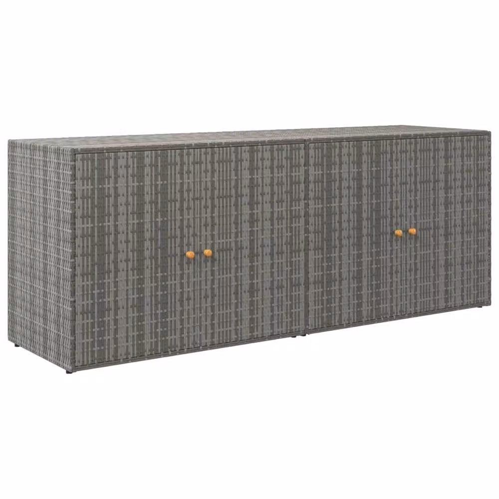 Berkfield Home Grey Poly Rattan Garden Storage Cabinet with Acacia Wood and Steel Frame, H 198 x W 80 x D 55.5 cm – 2