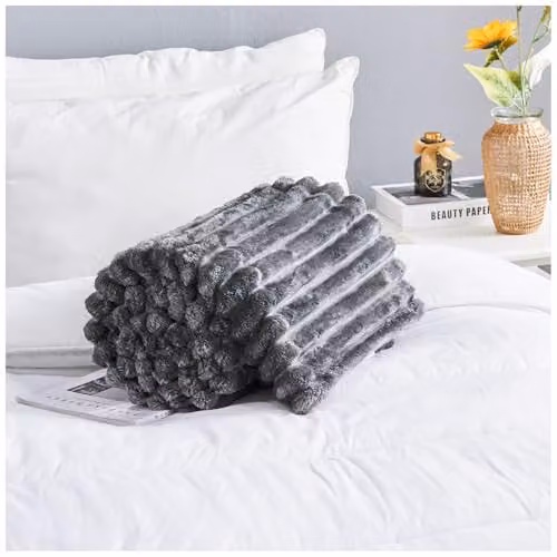 Gaveno Cavailia Fluffy Fleece Throw Blanket, Charcoal Grey, W/D/H: 150 x 200 cm – 4