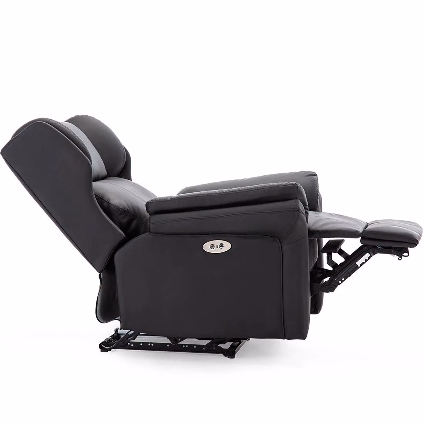More4Homes Electric Wingback Recliner Chair with Integrated USB Port in Black Bonded Leather – 3