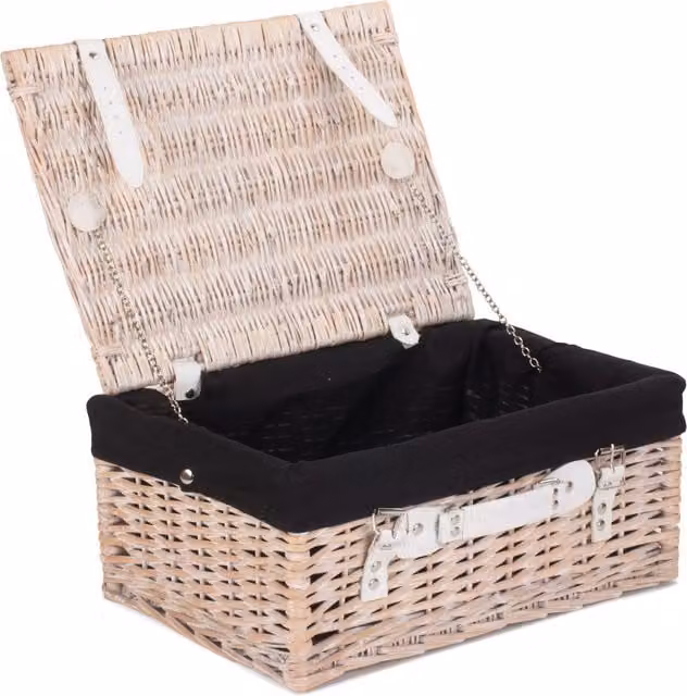 Red Wicker Hamper with White Cotton Lining, W/D/H: 41 x 30 x 19 cm