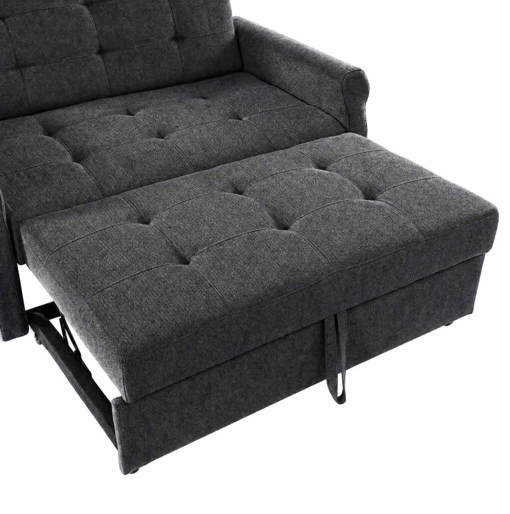 STILVORA 2 Seater Grey Fabric Sofa Bed with USB Charging and Pull Out Frame – 4