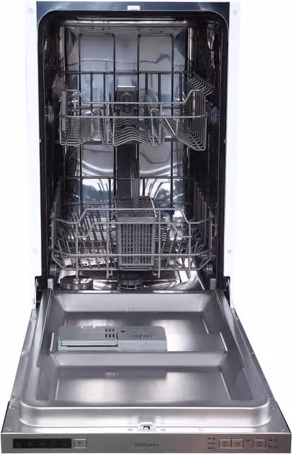 Statesman Fully Integrated Slimline Dishwasher in White and Silver, 9 Place Settings, Half Load Function, Energy Rating E, Width: 45 cm – 2