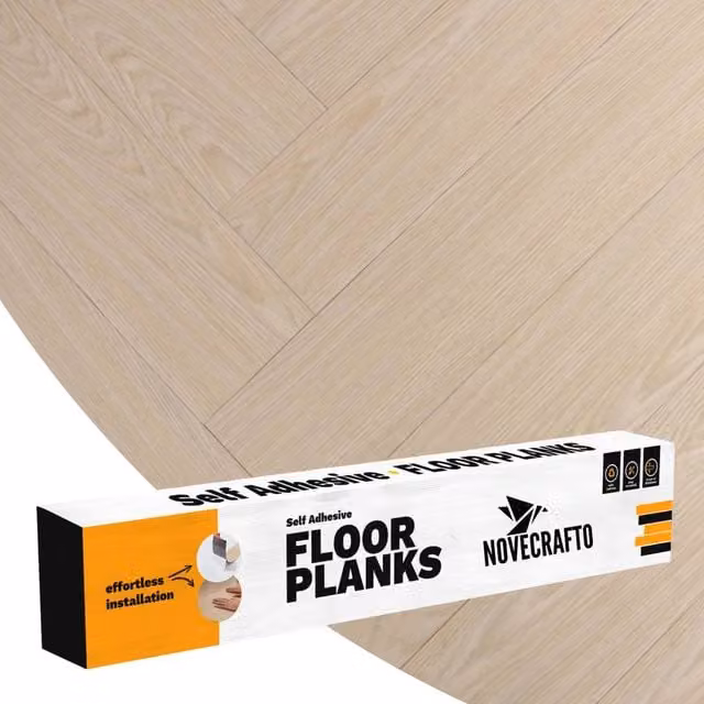 Novecrafto Self Adhesive Wood Look Vinyl Floor Planks, Light Sand, Pack of 10, W: 91.4 cm, H: 15.2 cm