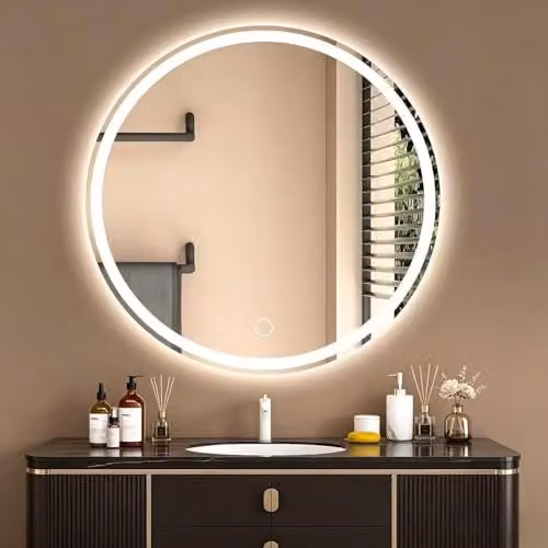 Gr8 Home Round LED Bathroom Mirror with Dimmable Touch Sensor, Diameter: 60 cm