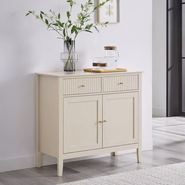 Melody Maison Hales Taupe Two Door Two Drawer Sideboard with Gold Accents – 1