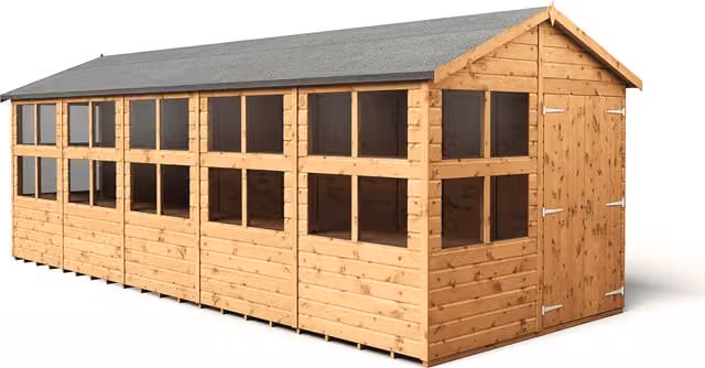 Empire Sheds Empire 8x20 Apex Potting Shed with Double Doors and Windows in Brown