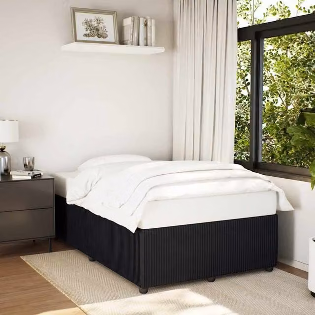 Berkfield Home Double Velvet Upholstered Bed Frame in Black, 140 x 200 cm