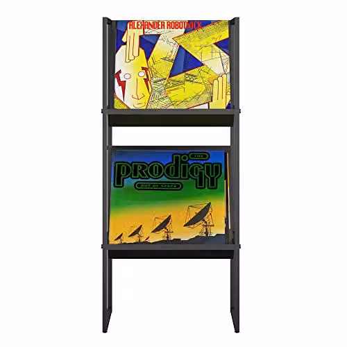 Novogratz Helix Vinyl Record Storage, Black Metal Media Compartment – 1