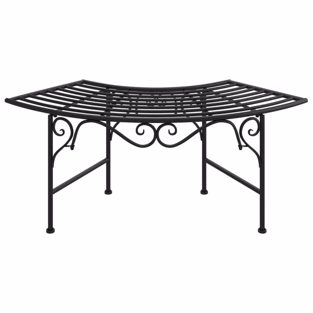 Berkfield Home Tree Bench in Black Matt Metal, Width: 113 cm – 2