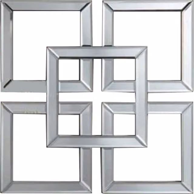 DEENZ Large Geo Geometric Square Style Wall Mirror in Silver