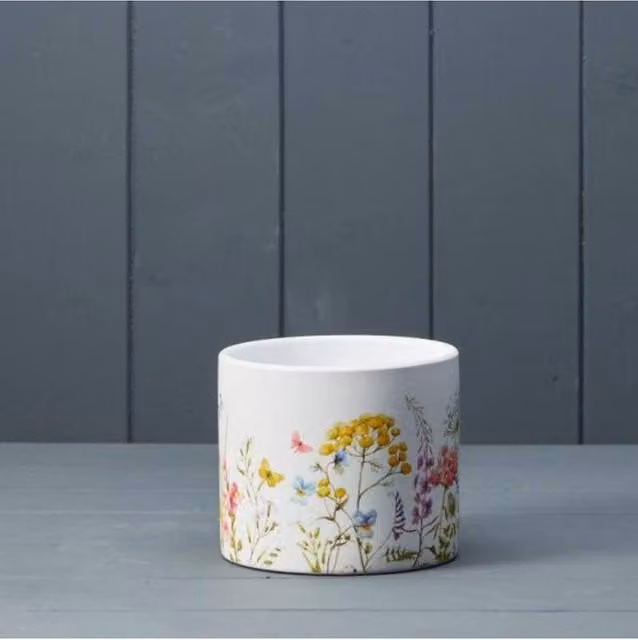KDMD Spring Meadow Pot in White and Multicolour, 11mm