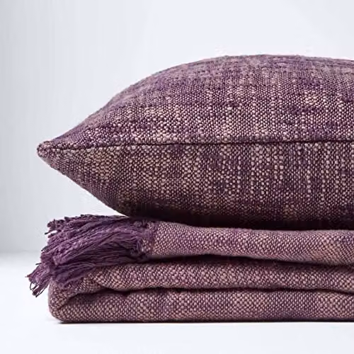 Homescapes Nirvana Pure Slub Cotton Cushion Cover in Pink and Purple, W/D/H: 60 x 60 x 60 cm – 3