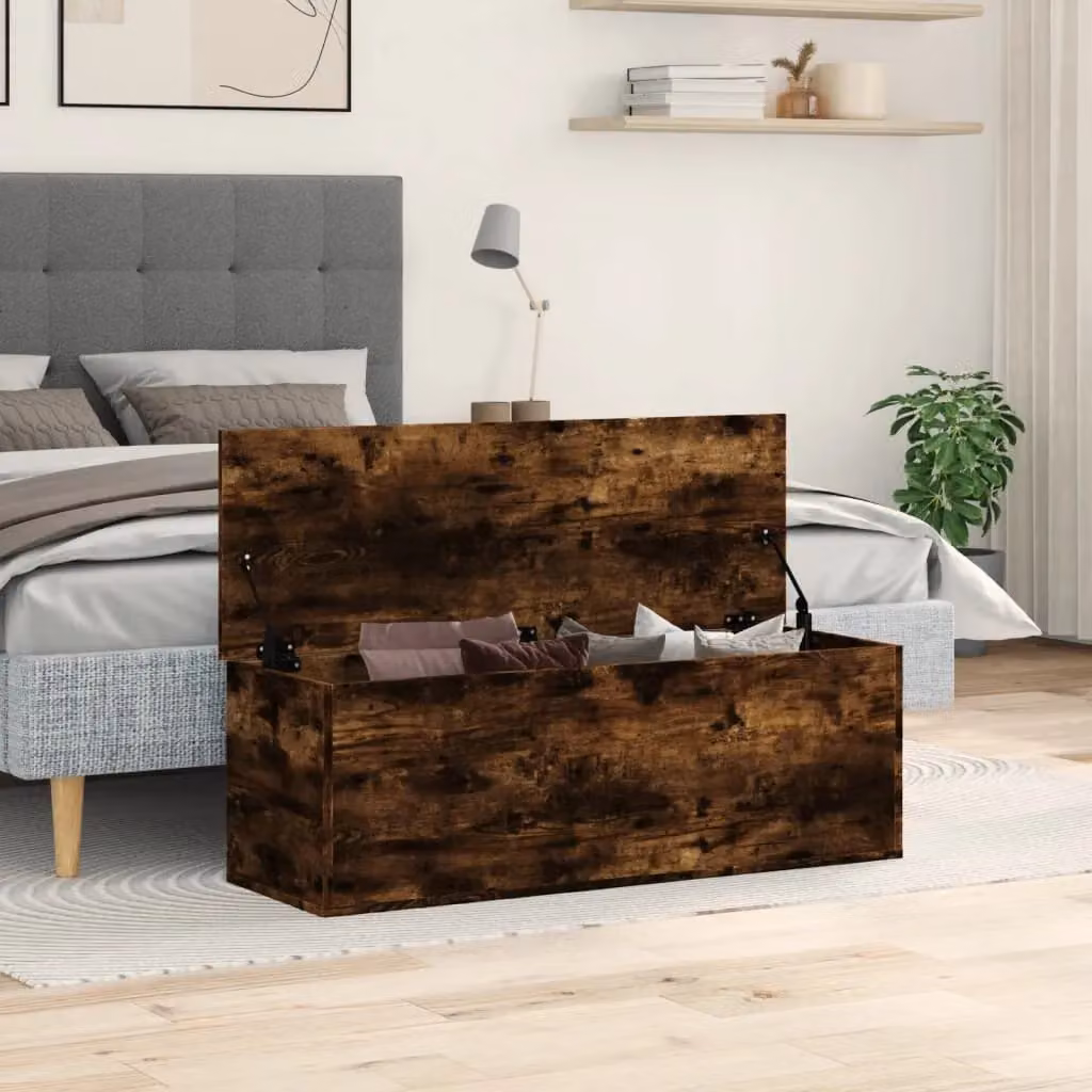 Berkfield Home Storage Box in Smoked Oak Brown, W/D/H: 102 x 35 x 35 cm – 3