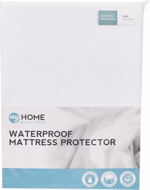 My Home Waterproof Mattress Protector, White, W: 180 cm x D: 200 cm