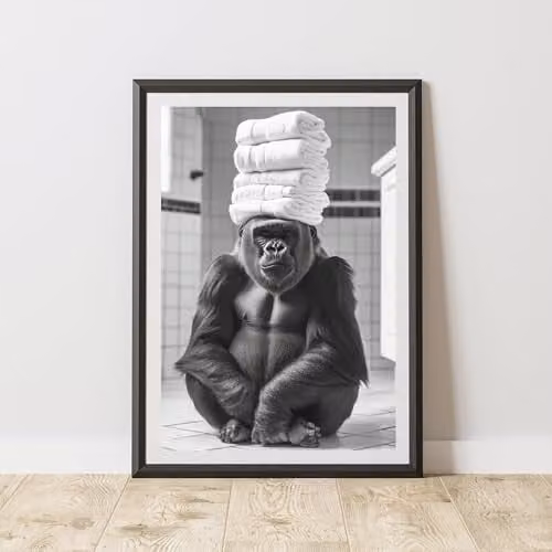 60 Second Makeover Gorilla Bail Of Towels Quirky Animal Print Paper Poster, A4