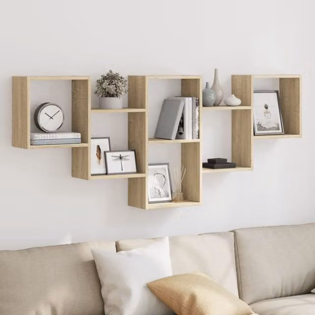Berkfield Home Sonoma Oak Wall Shelf in Brown, W/D/H: 159 x 18 x 66 cm – 1