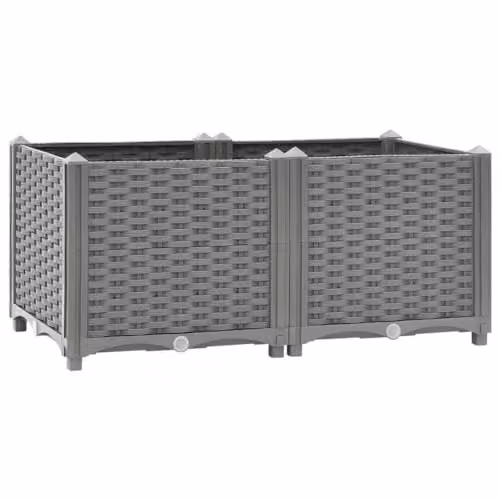 vidaXL Grey Polypropylene Raised Bed W: 80 cm, D: 40 cm, H: 38 cm