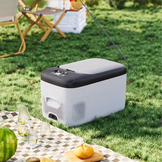Komore Bluetooth Mini Fridge with Display in White and Black, 33.2 cm