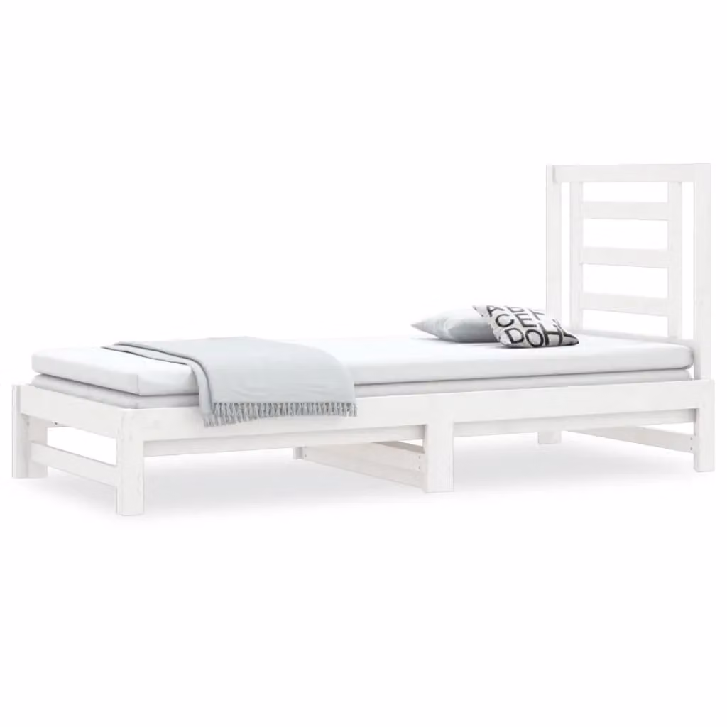 Berkfield Home White Lacquered Solid Pine Pull-out Day Bed, W/D/H: 180 x 200 x 90 cm – 2