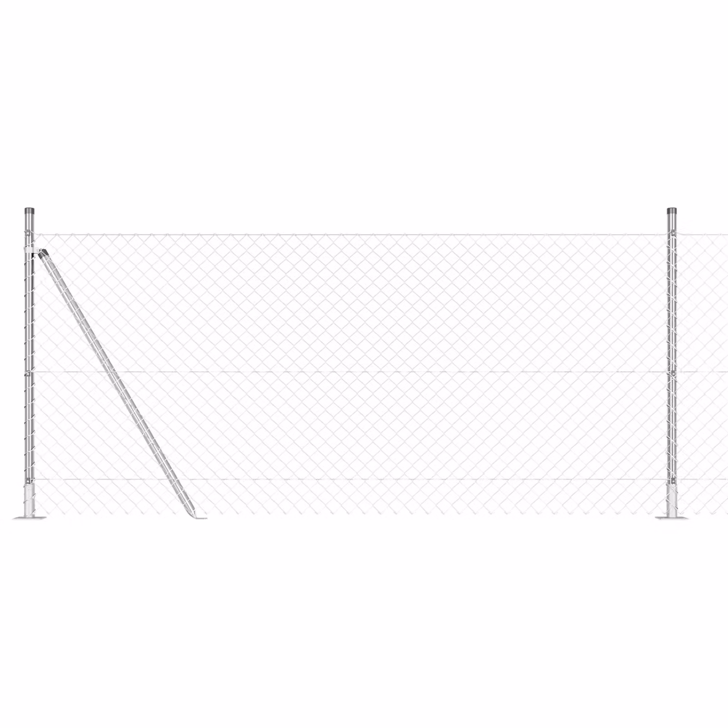Berkfield Home Galvanised Steel Chain Link Fence in Silver with 7 Flanged Posts, W: 10 m, H: 1 m – 2