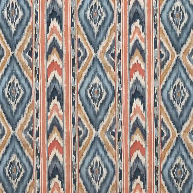 Prestigious Textiles Sekani Graphic Boho Fabric in Indigo Blue and Red