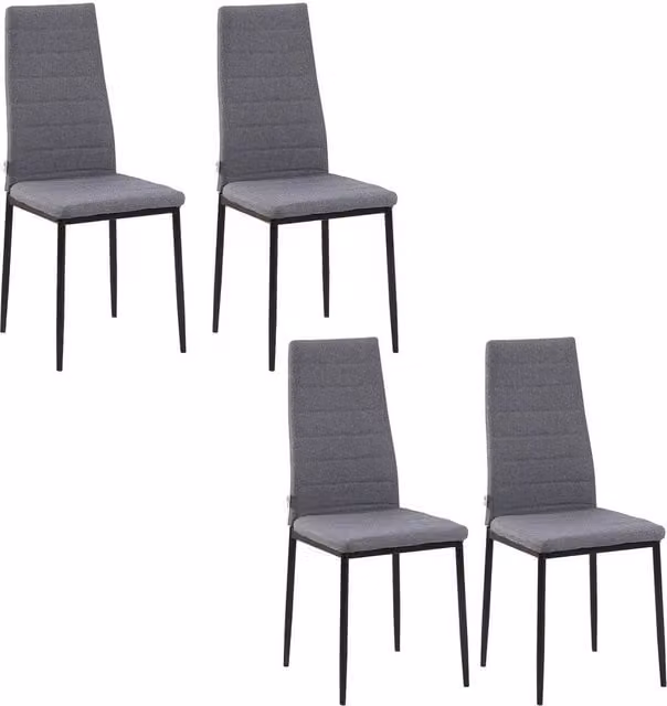 NESTLUNE Grey Fabric Upholstered Dining Chairs with Metal Legs
