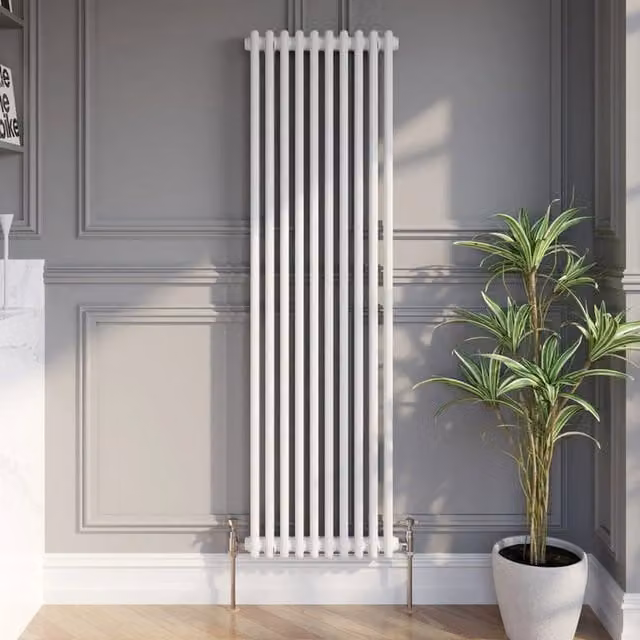 Temprazo Colosseum Double Bar Column Radiator in White, H: 60.5 cm, W: 30.0 cm, D: 7.0 cm