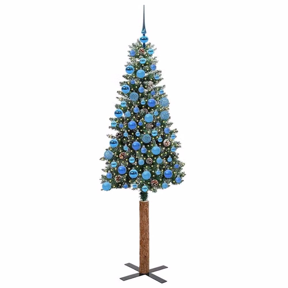 Berkfield Home Slim Christmas Tree with 300 LEDs in Green and White, Height: 180 cm – 3